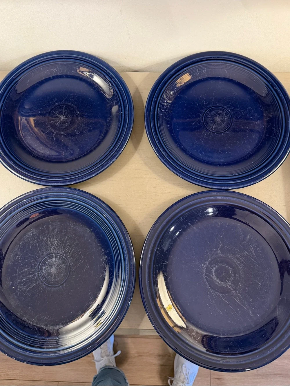 Homer Laughlin Fiestaware Dinner Plates Set Of 4 Cobalt Blue 10 1/2” Retired